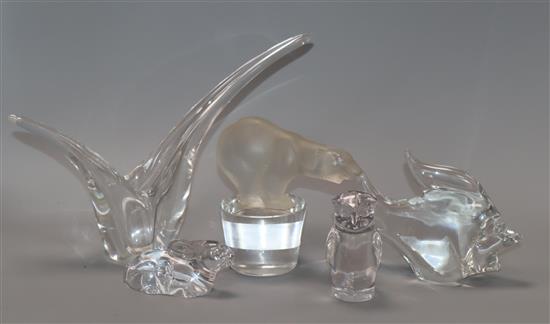 A Sevres glass polar bear and four others